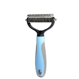 Pet Grooming Tool 2 Sided Undercoat Rake for Cats & Dogs - Safe Dematting Comb for Easy Mats & Tangles Removing -Pet Brush-Cat Grooming-Grooming