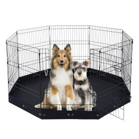 Dog Playpen 8 Panels Foldable Metal Dog Exercise Pen with Bottom Pad 30"H