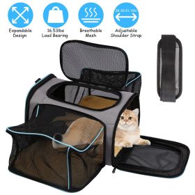 Expandable Pet Carrier Airline Approved Cat Dog Carrier Cat Collapsible Soft Carrier Bag with Removable Fleece Pad Pockets Breathable Mesh Adjustable