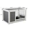 Luxury 2-Storey Pet House Box Wooden Cage Comfy Cabin for Small Animals, Grey White